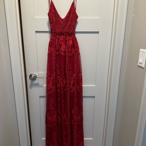 Red maxi dress for women.
